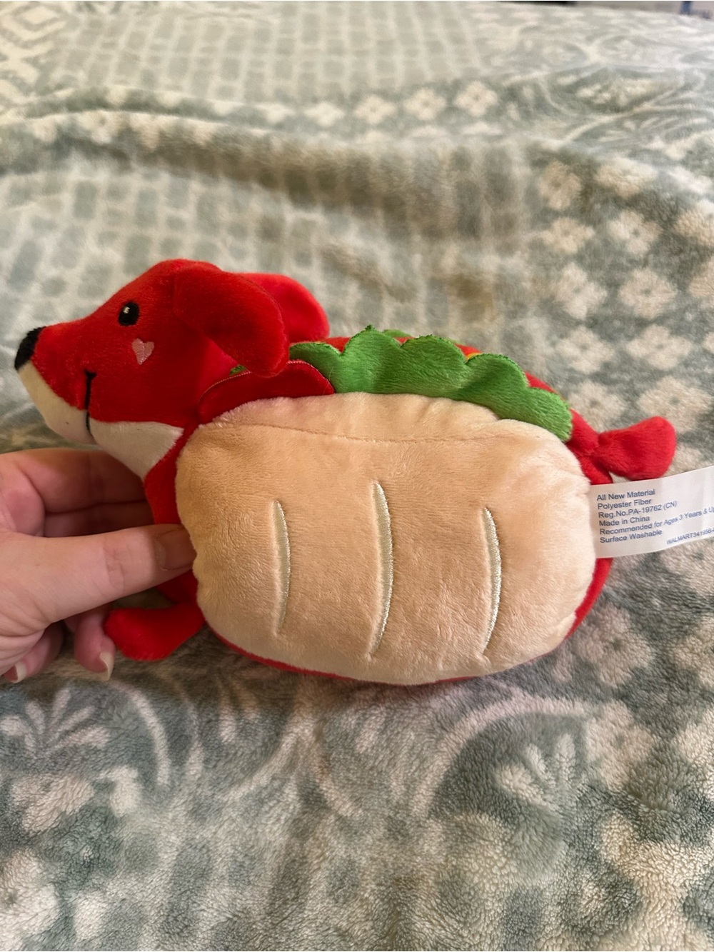 Red Plush Hot Dog Dog Toy